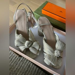 Loeffer Randall Gold Camilla Knotted Lamé Sandal